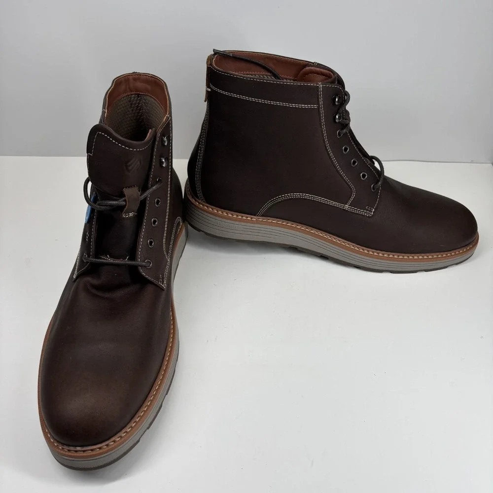 Johnston & Murphy Upton Lug Men's US‎ 13M Brown Oiled Leather Plain Toe Boots